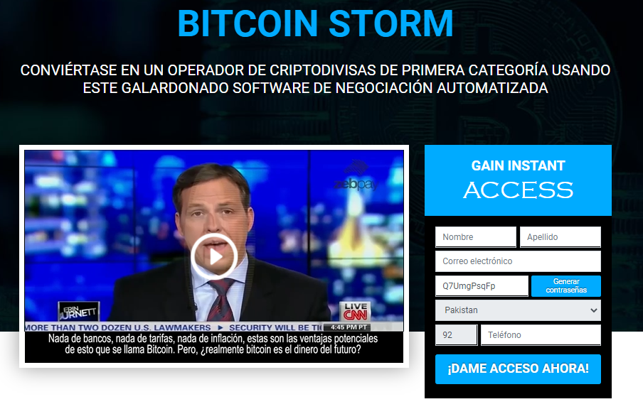 BITCOIN STORM homepage