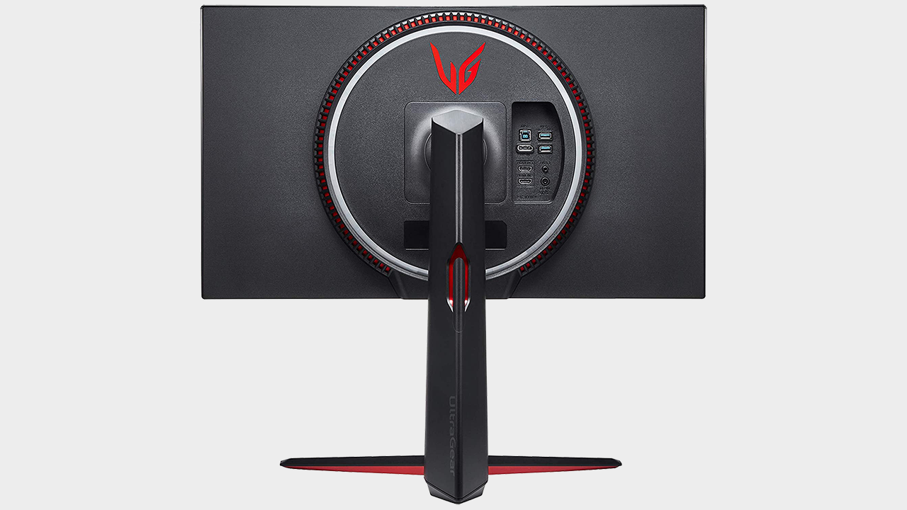 LG Ultragear 27GN950-B sobre un fondo gris