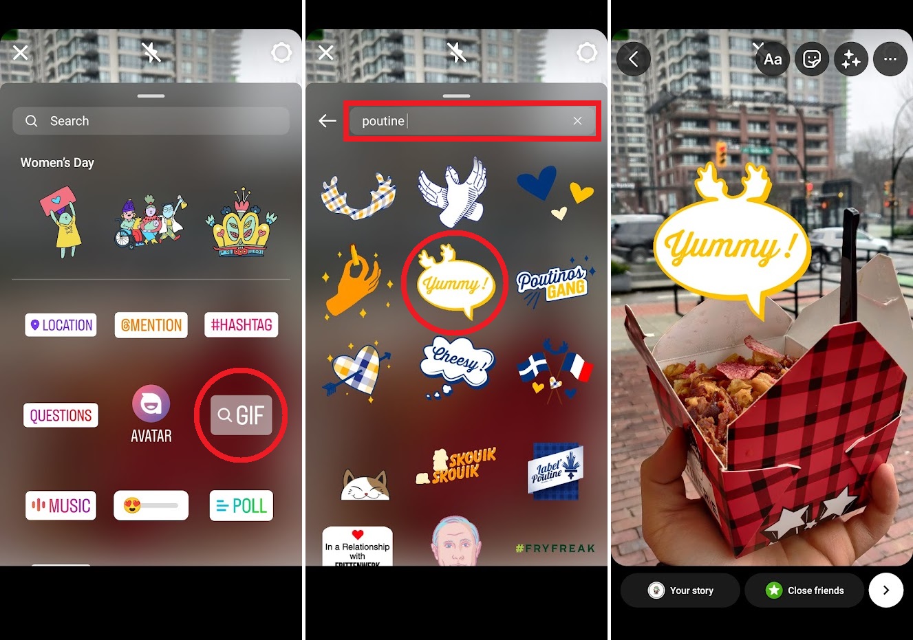 agrega un nuevo gif usando las pegatinas