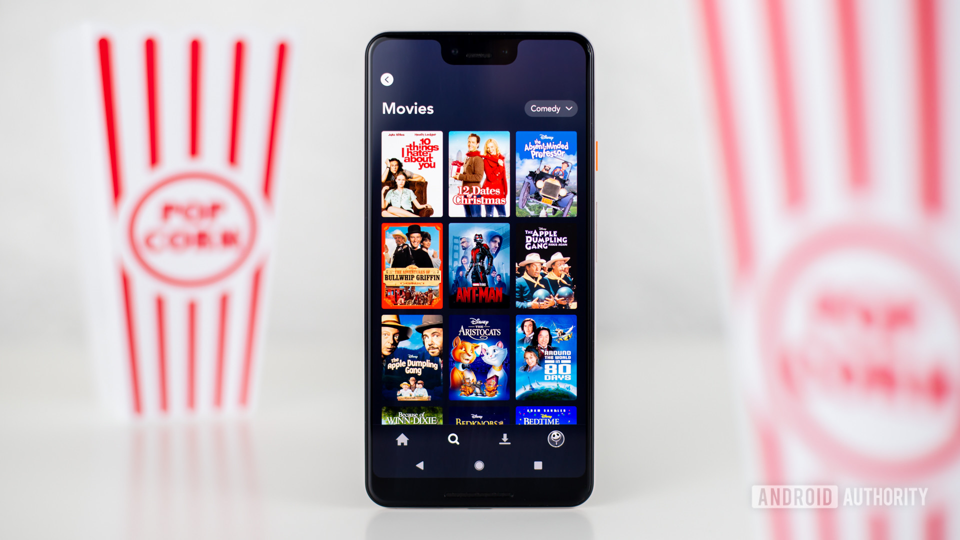 Sección de películas de comedia de Disney Plus foto de archivo