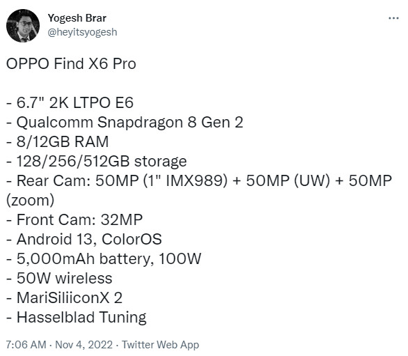 Yogesh Brar Oppo Encuentra X6 Pro