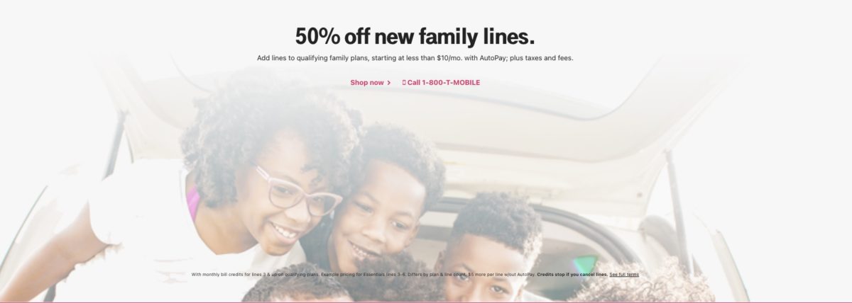 Ofertas de T-Mobile en planes familiares.