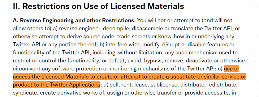 Términos para desarrolladores de Twitter